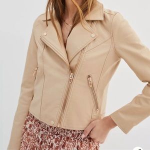 NWT | BLANKNYC Faux Leather Moto Jacket Natural Light Size Small